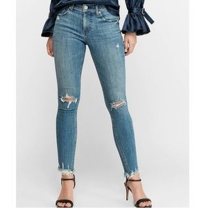 NWT Express high rise ankle distressed denim legging 0S 0 Short